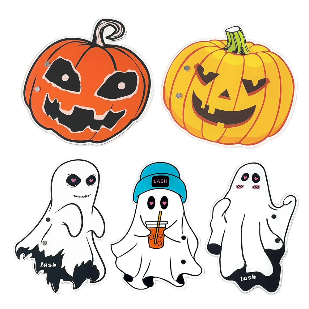 Halloween Ghost Pumpkin Head Acrylic Pallet Grafted Eyelash Show Board Hand Plate Lash Holder Eyelash Extension Pallet