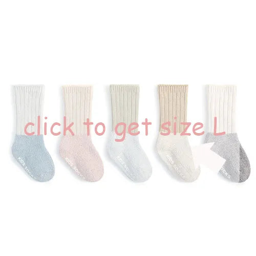 MILANCEL Winter New Baby Socks Infant Patchwork Non-slip Socks Newborn Baby Thickened Warm Socks