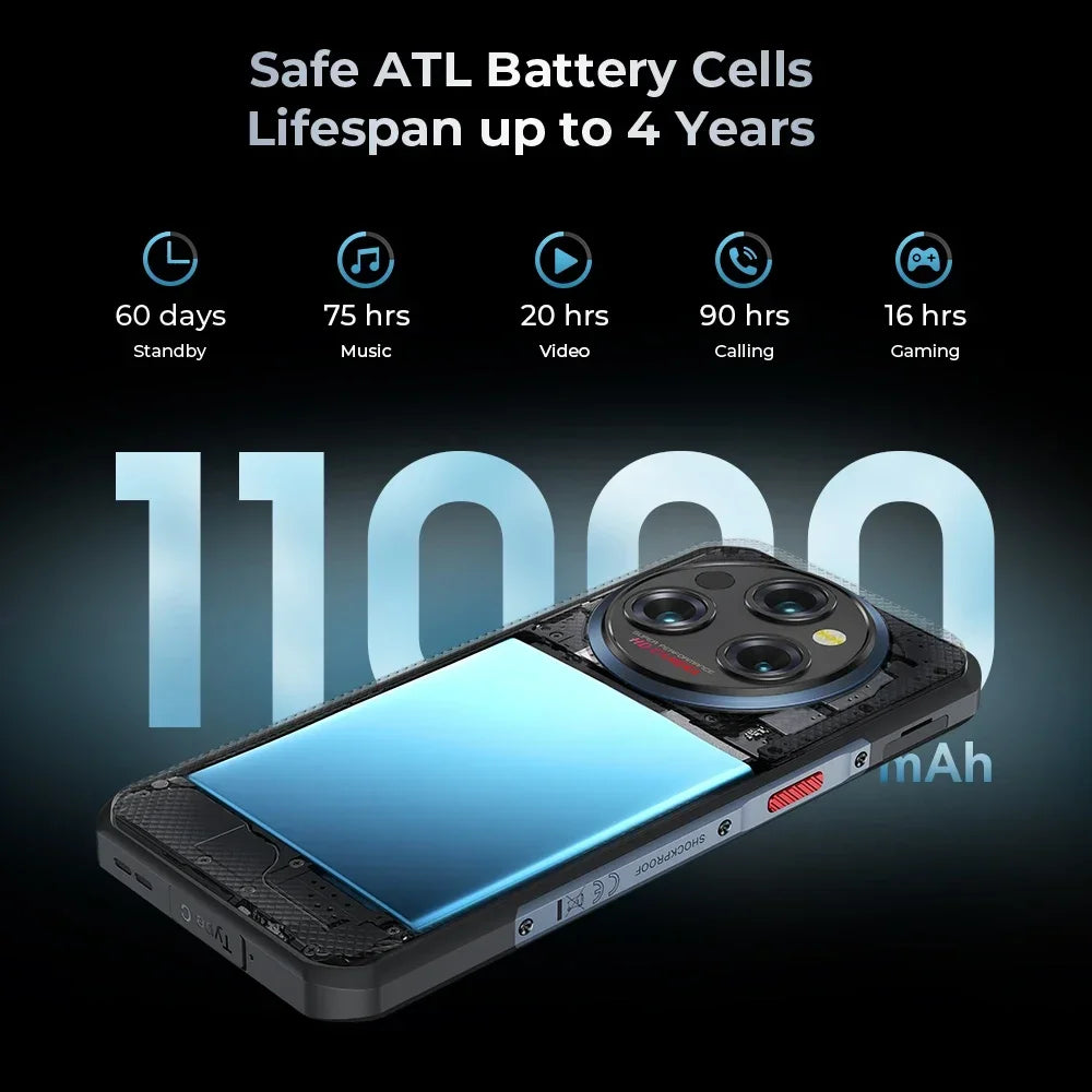 Oukitel WP35 Pro Rugged Smartphone 5G 6.6" 2.4K Display MediaTek Dimensity 6300 Mobile Phone 12GB+512GB 11000mAh 64MP Android 14