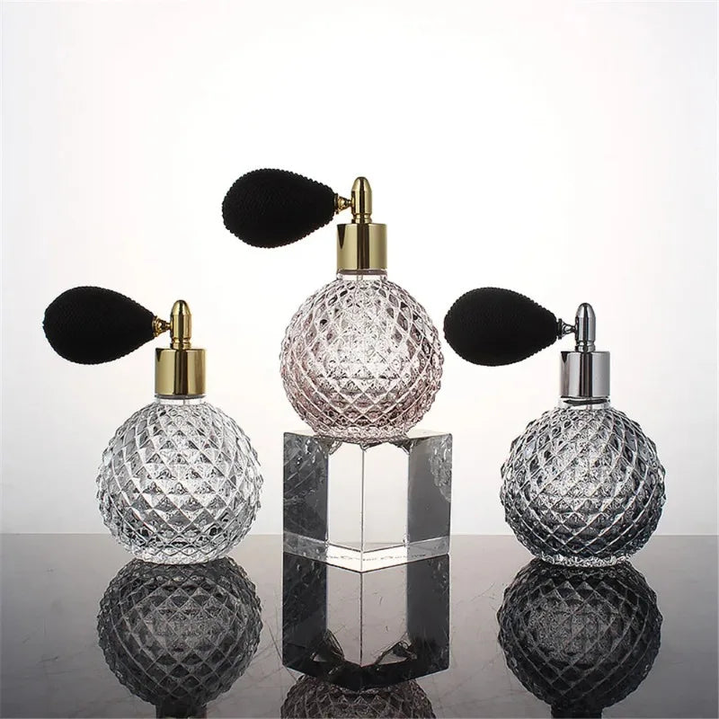 50/100ml Portable Vintage Crystal Glass Perfume Bottle With Airbag Atomizer Empty Cosmetic Container Refillable Spray Bottles