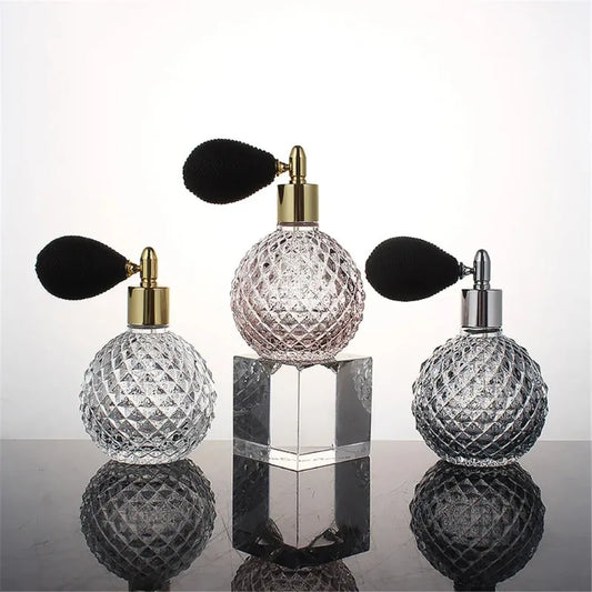 50/100ml Portable Vintage Crystal Glass Perfume Bottle With Airbag Atomizer Empty Cosmetic Container Refillable Spray Bottles