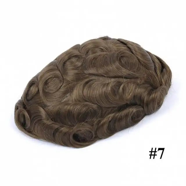 Men Toupee Lace NPU Human Hair Wig Indian Human Hair System Male Hairpiece Natural Wave Hair Pre-Plucked Hairline With Grey Hair