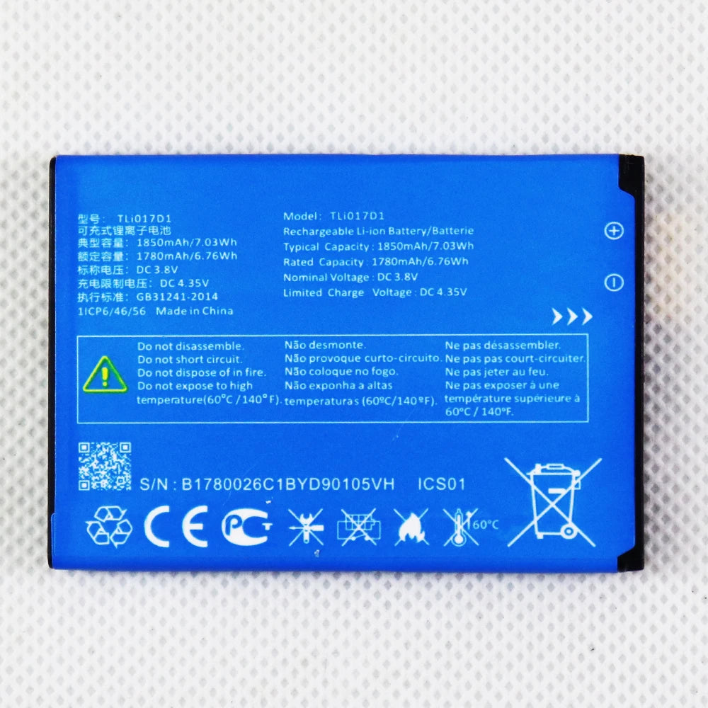 Phone Battery For Alcatel TLi013CA 1380mAh/TLi016D1 1680mAh/TLi017C7 1850mAh/TLi017D1 1850mAh/TLi019D7 2000mAh/TLi021E1 2200mAh