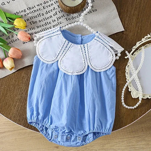2025 New Summer Toddler Baby Girls Jumpsuit Short Sleeved Cotton Stripe Newborn Baby Girls Romper 0-24M Baby Girls Clothing