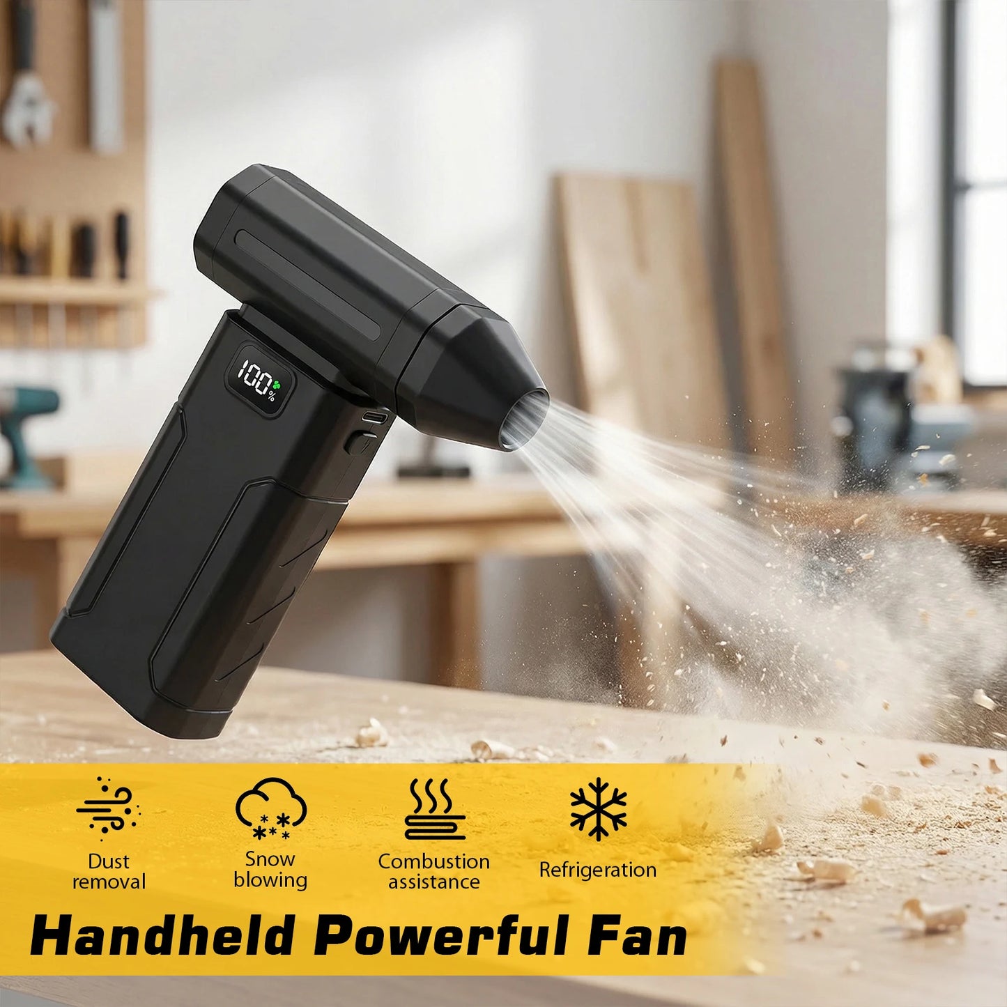  Compressed Air Duster 5-Speed Handheld Portable Dust Blower Electric Dryer Screen Display Rechargeable 100000RPM Powerful Tool