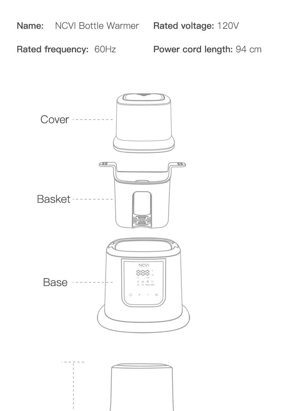 NCVI Baby Bottle Warmer, Milk  Fast Heating & Defrosting Food Heater and Steam Sterilizer with LCD Display,Timer