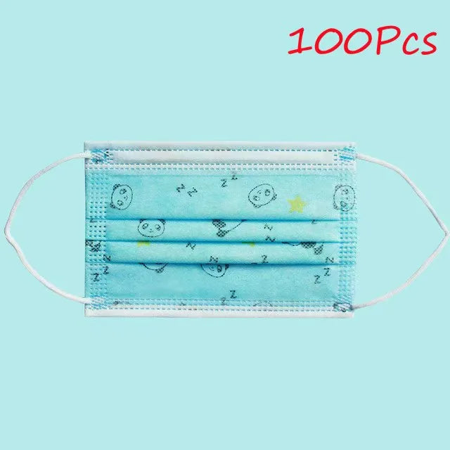 100-200pcs Black Kid Disposable Protective Mask 3 Layer Nonwoven Kids Filter Hygiene Thicken Children's Cartoon Face Mouth Masks