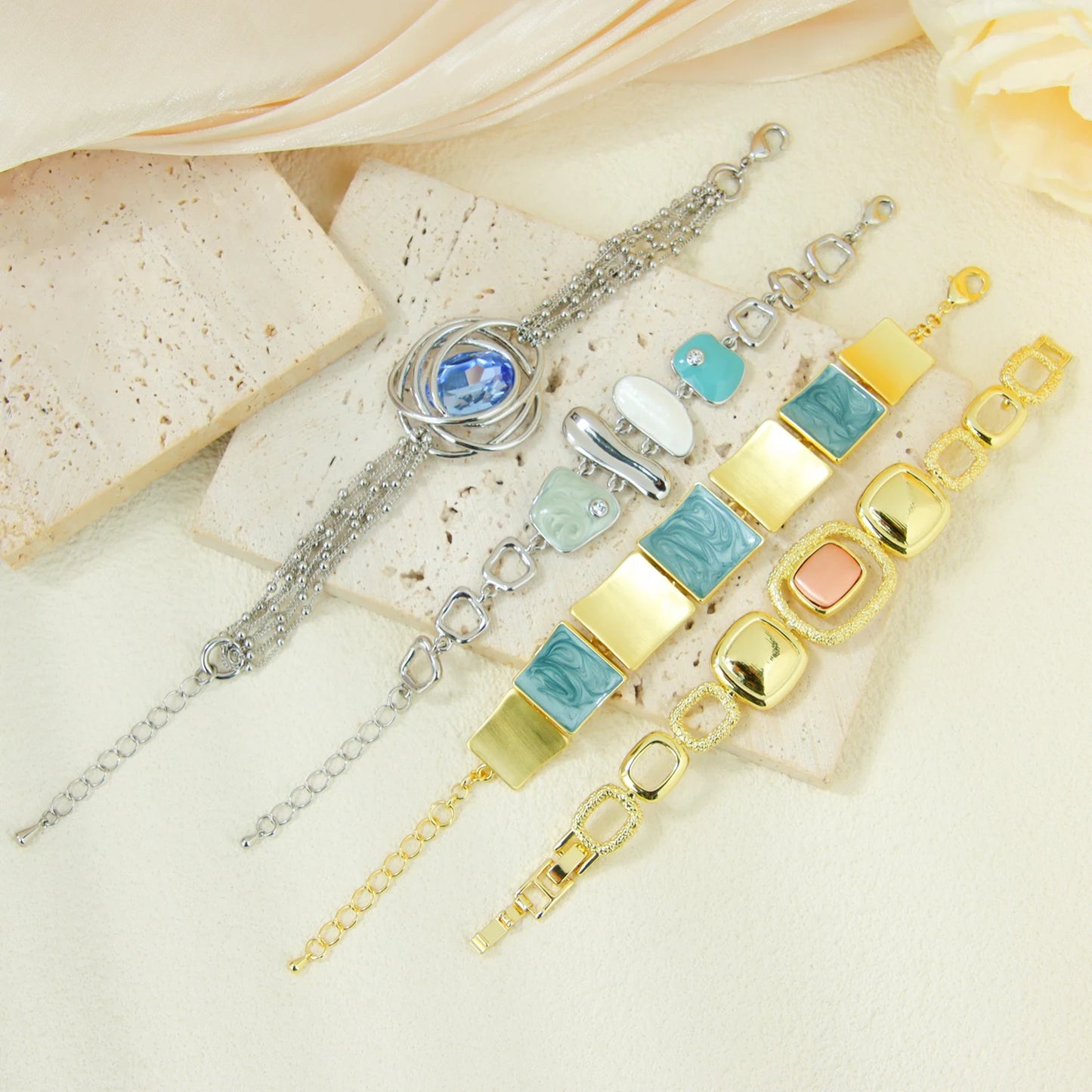 Italian Fashion Colored Crystal Bracelet Europe Bohemian Handmade Chains Brazilian Women Prom Party Statement Jewelry
