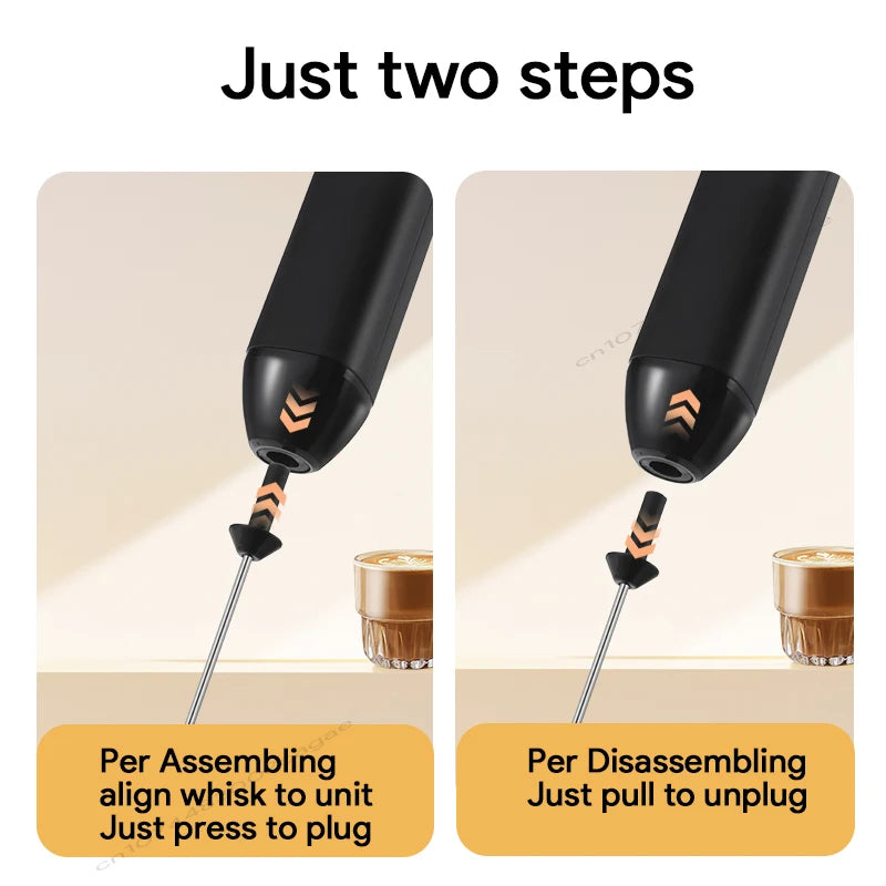 Wireless Milk Frother Electric Type-C Handheld Blender Stainless Steel Mini Coffee Maker Whisk Mixer For Coffee Cappuccino Cream