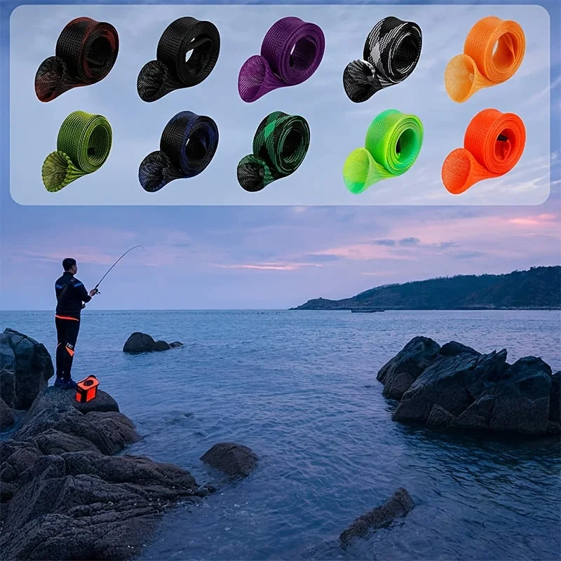 12Pcs Rod Sock Fishing Rod Sleeve Rod Cover Braided Mesh Rod Protector Pole Gloves Fishing Tools. Flat or Pointed End/Spinning O
