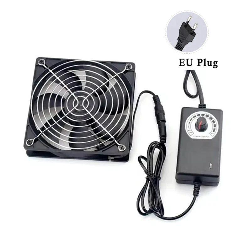 220V 12V Exhaust Cooling Fans with Controller 12cm for Workstation Cabinet Radiator Server Fan for GPU VGA Btc Machine Chassis