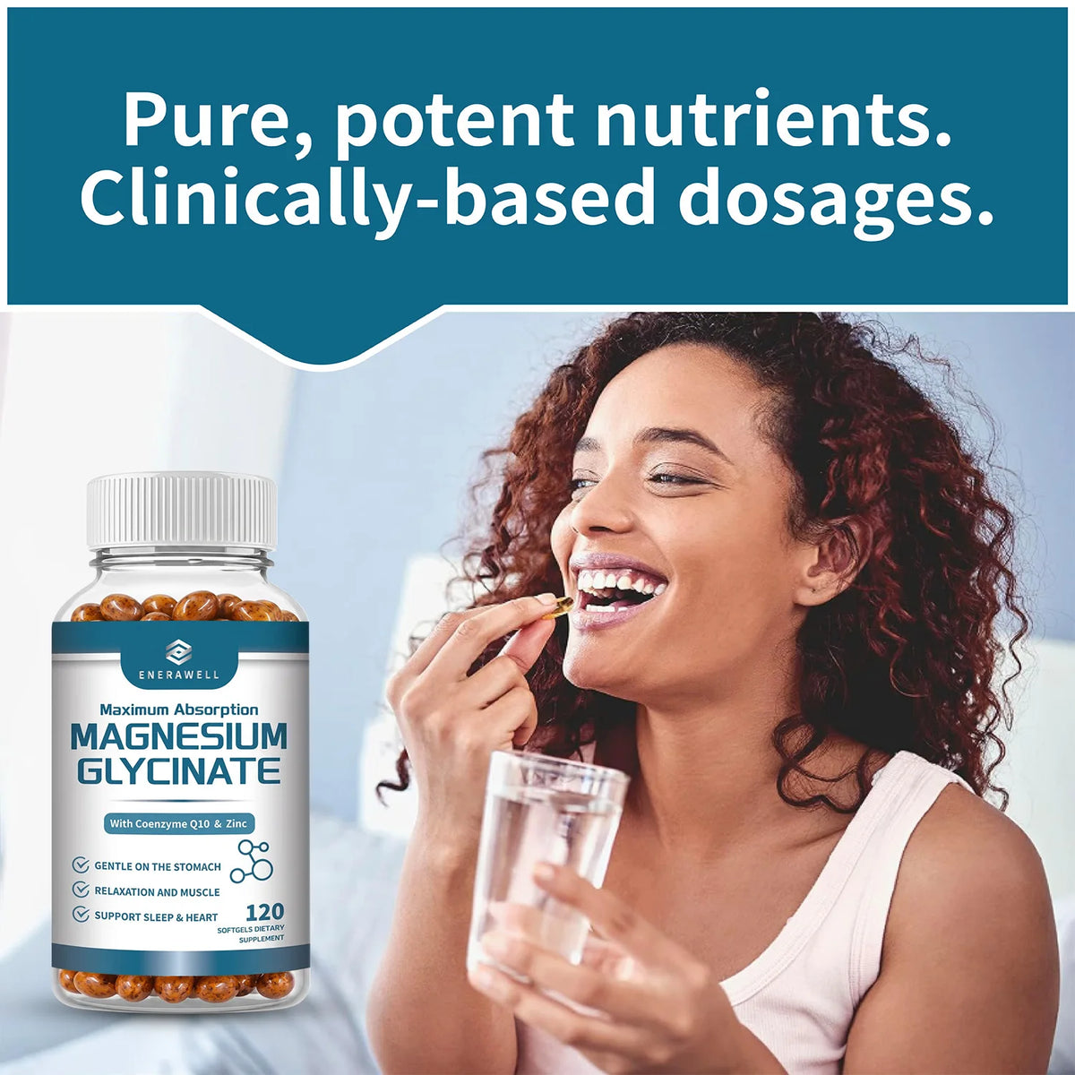 Magnesium Glycinate 500mg Nutritional Supplement Supports Nervous System Bone & Muscle Health Supports Calm Mood & Body Relaxation for Daily Wellness