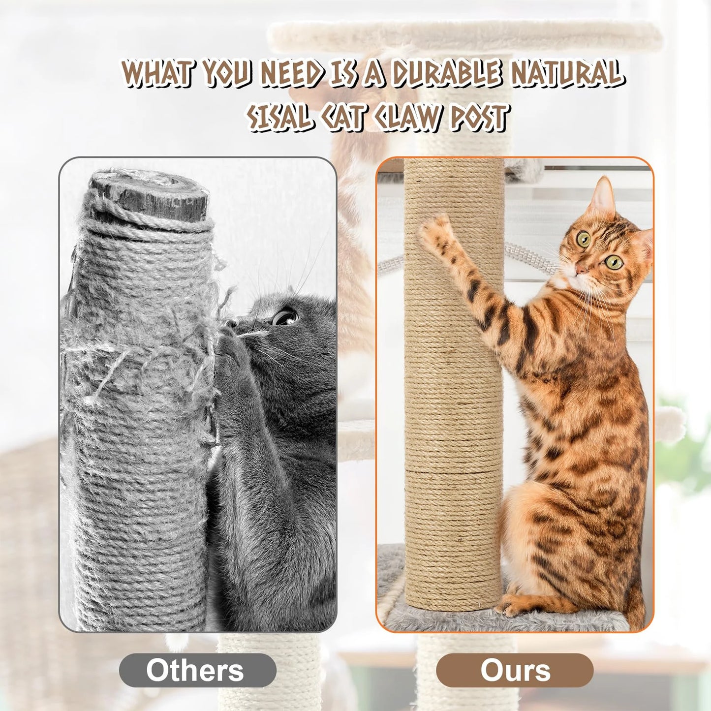 Natural Material Cat Scratching Post Cat Tree Climbing Frame Replacement Post Accessories Kitten Toy for Pet Kittens to Scratch