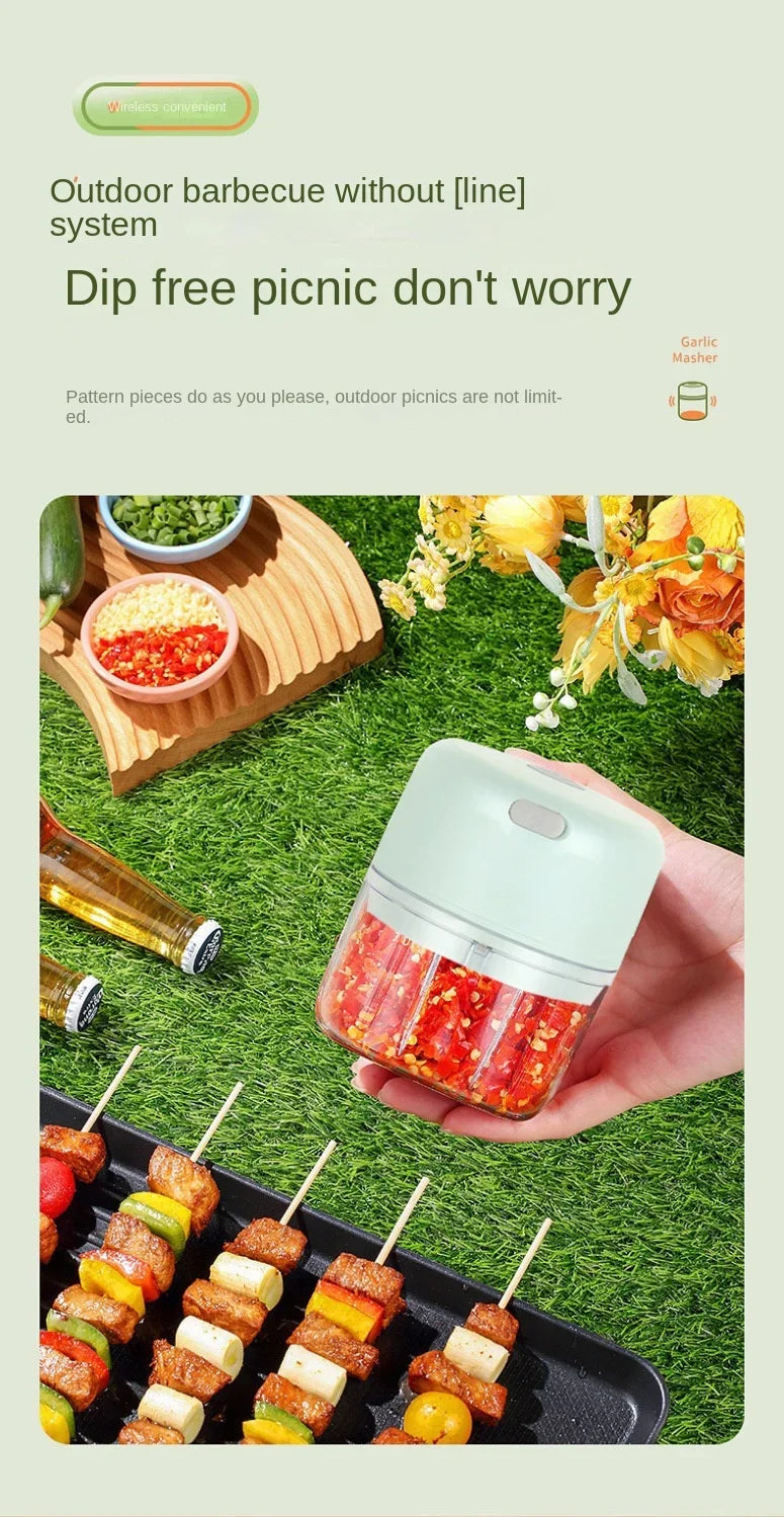 Multifunctional Electric Garlic Chopper 100/250mL Portable Vegetable Grinder Onion Mixer Mashing Machine for Kitchen