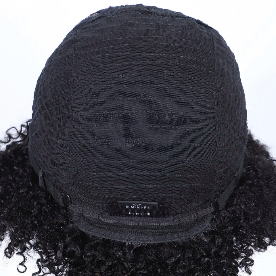 Lekker Short Pixie Afro Kinky Curly C Part Lace Bob 100% Human Hair Wigs For Women Brazilian Remy Hair Glueless Daily Black Wigs