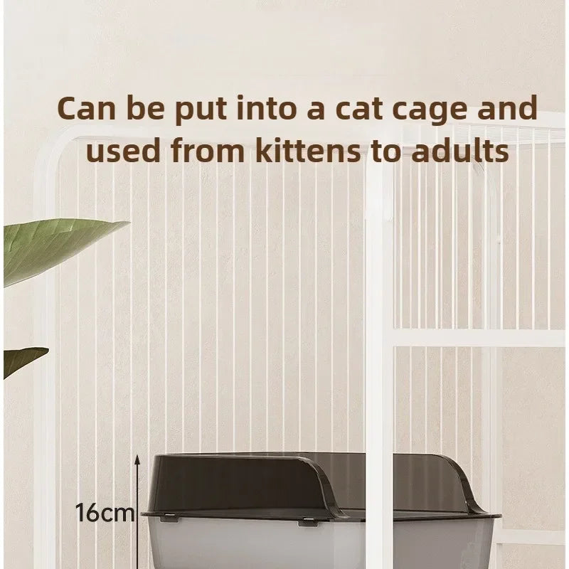 Semi Covered Cat Litter Box Plastic Anti Tracking Pet Toilet with Removable Scoop for Odor Control