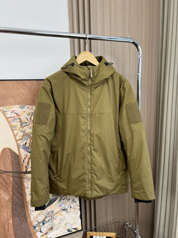 Winter Windproof Cotton Jacket For Men Outdoor Waterproof Hooded Thicken Coat American Casual Fashion Simple Warm Overcoat
