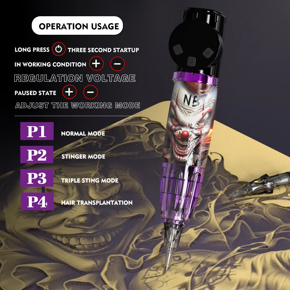 Goldplume Tattoo Kit Purple Tattoo Pen Set Permanent Makeup Tattoo Machine Set Wireless Tattoo Power Supply Set