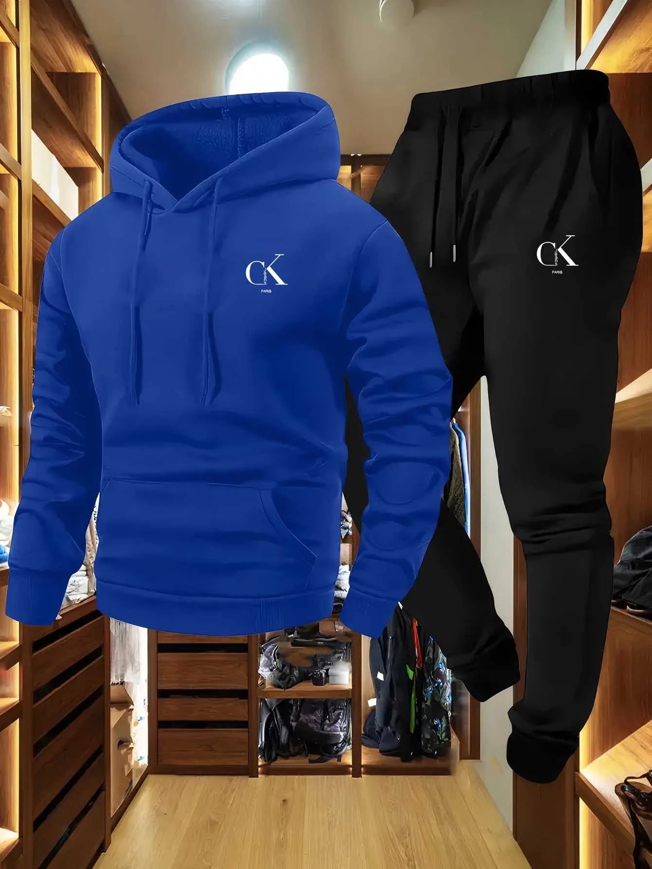 2026 Men's Hoodie and Sports Pants Set Casual Grey Pocket Home Clothes