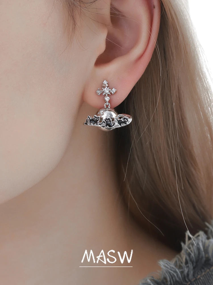 MASW Original Design Luxury Temperament Planet Cats Earrings For Women Party Gifts Fashion Jewelry Accessories Hot Selling