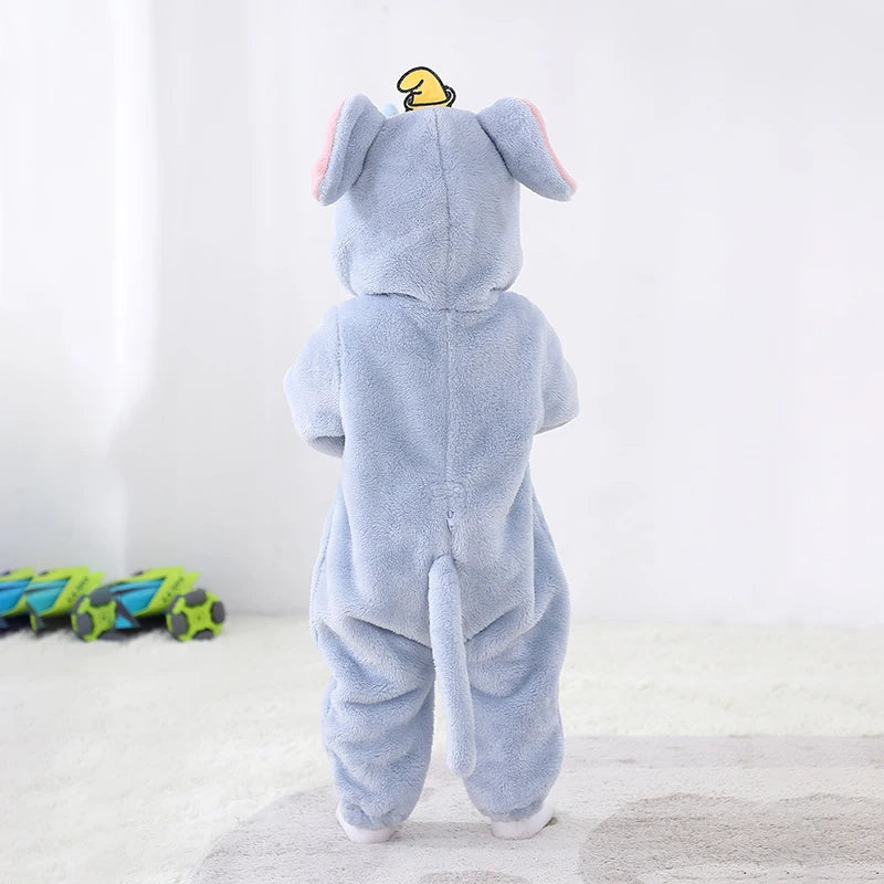 New Cute Elephant Newborn Baby Clothes Bodysuit Winter Flannel Boys Girls Romper Warm Cosplay Costume Outfit Hooded Jumpsui