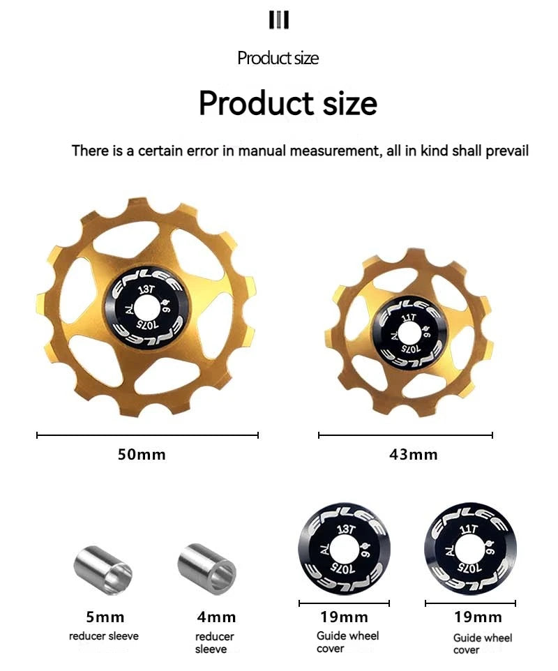 ENLEE Bike Aluminum Alloy Guide Wheel Pulley Rear Derailleur 11T 13T Guide MTB Ceramic Bearing Jockey Wheel For 4/5/6MM
