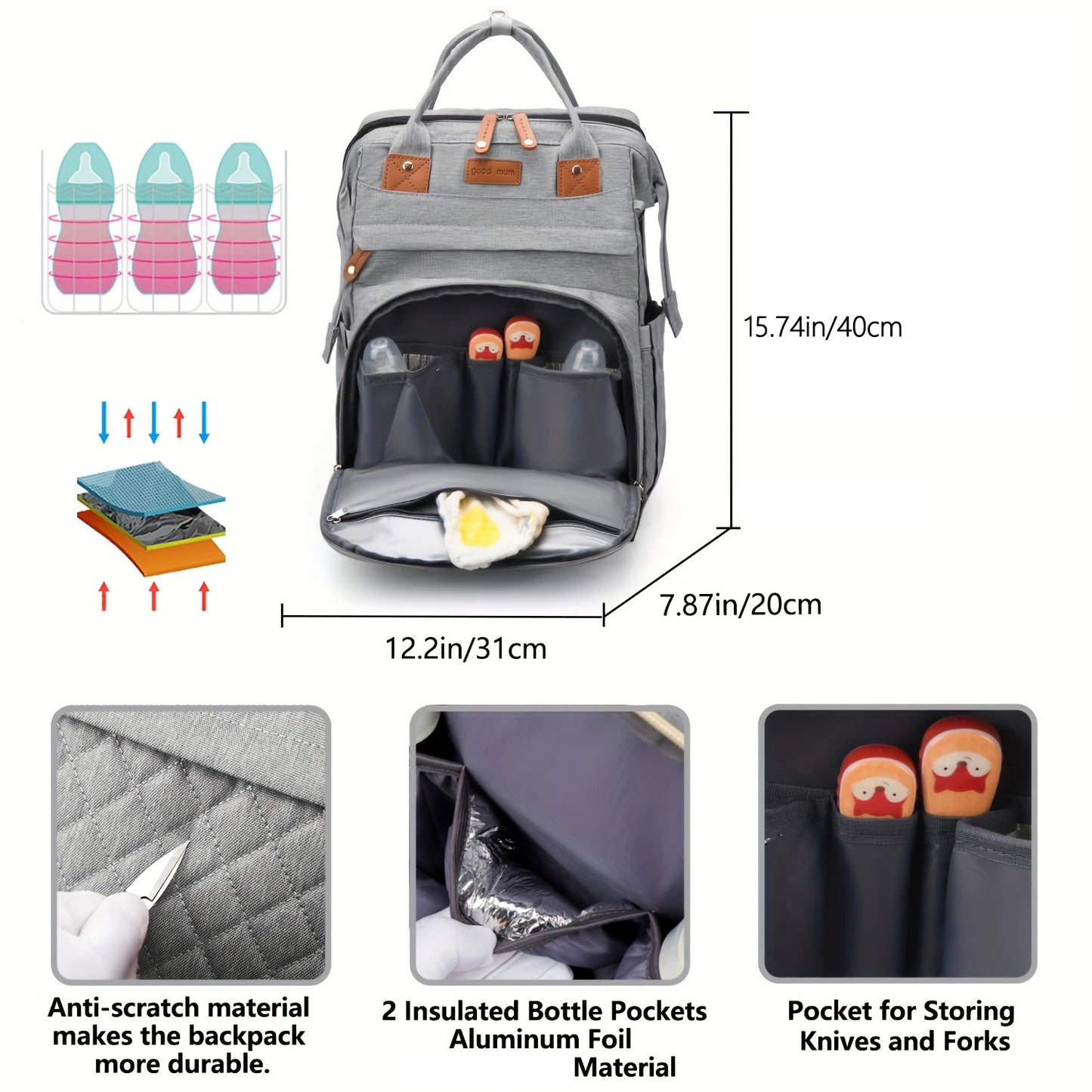 Baby Diaper Bag Backpack, Baby Bags for Boys Girls, Diaper Backpack Bag with a Changing Station, Large Travel Back Pack