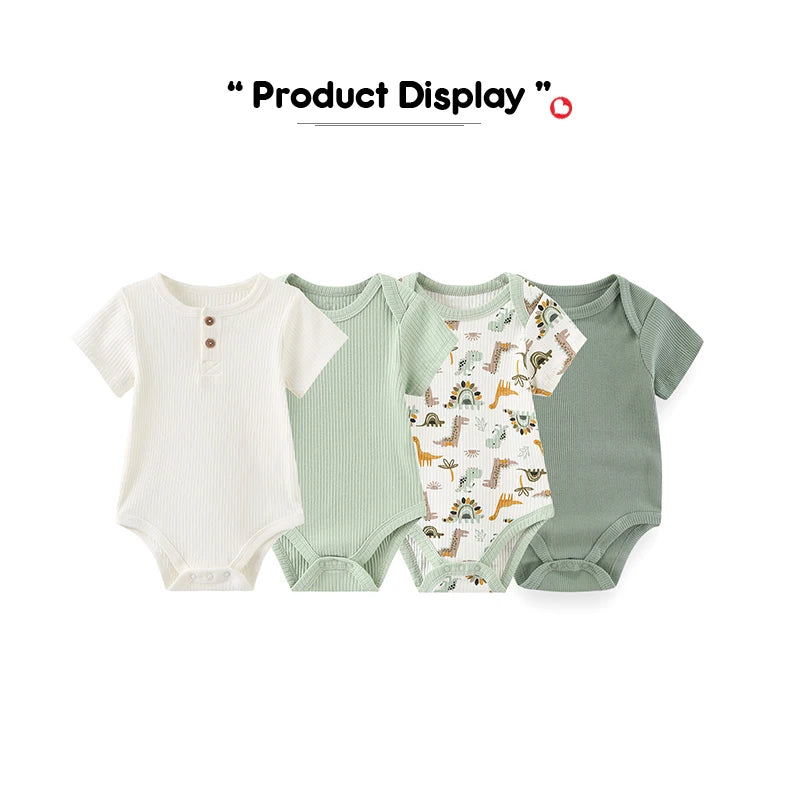 Kiddiezoom 4PCS/Lot Unisex Baby Boy Girl Bodysuits Short Sleeve Infant Onesies First Christmas Baby Clothes