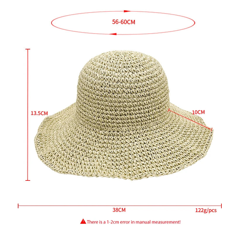Beach Korean Straw Hat Summer Women Visor Bucket Hat Fisherman Hat Hand weaving Panama Girl Fishing Chapeau Sun Hats tool
