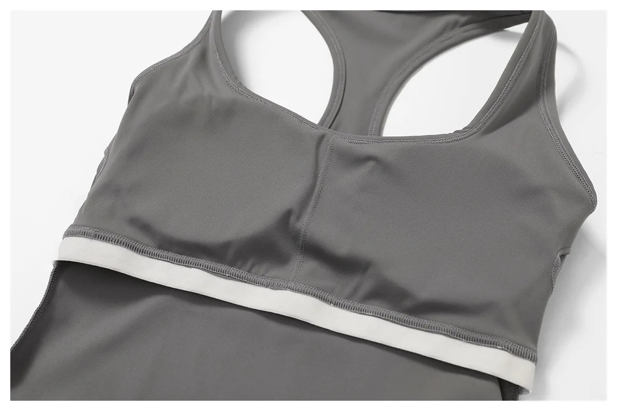 Custom LOGO women's beautiful back tight yoga set quick-drying high waist hip lift running fitness sports skirt 2-piece set