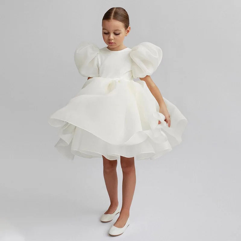 2 3 4 5 6 7 8 Years Puffy Sleeve Girls Dress Summer Princess Baby Dress Christmas New Costume Birthday Party Gift Kids Clothes