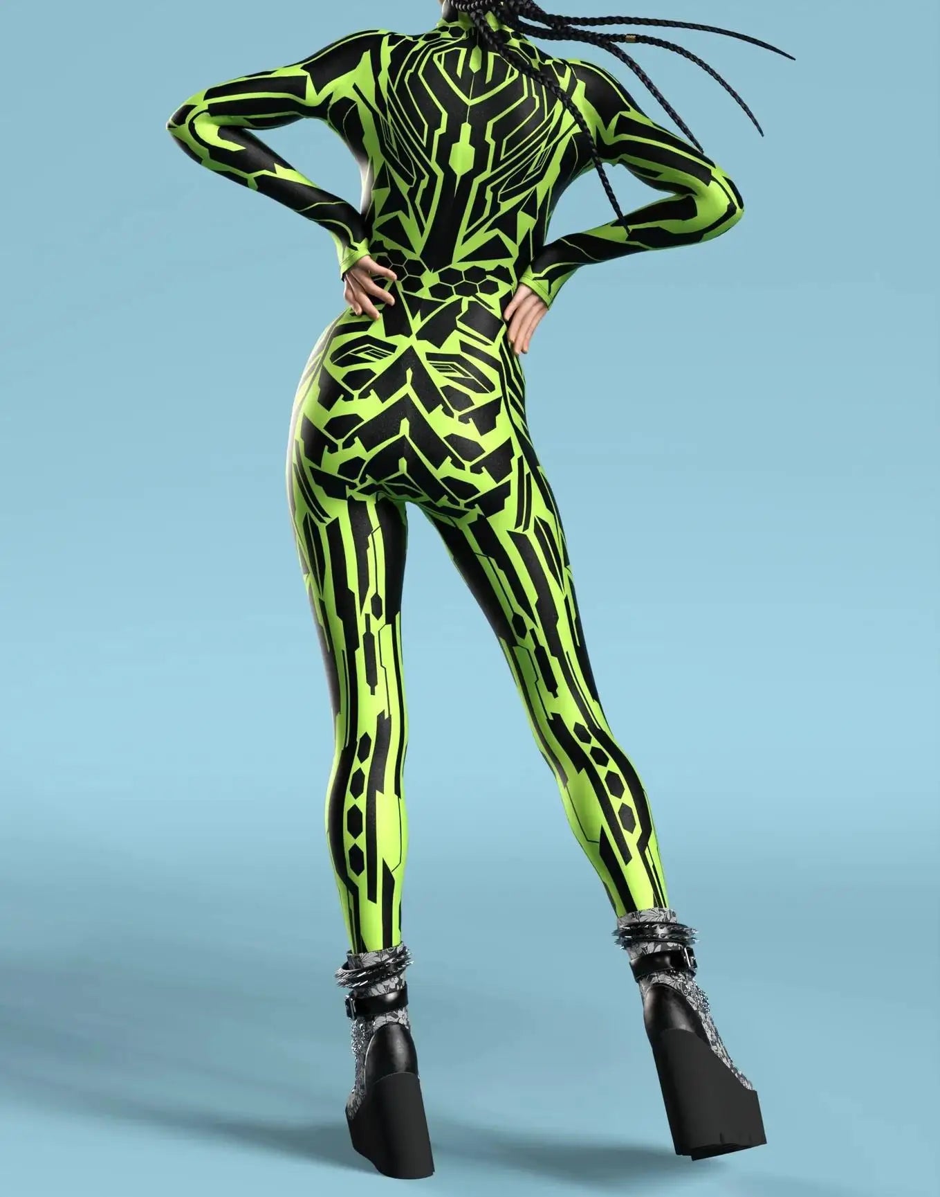 Halloween Costumes for Women 3D Abstract Print Full Body Jumpsuit Sexy Skinny High Neck Zentai Suit for Carnival Cosplay