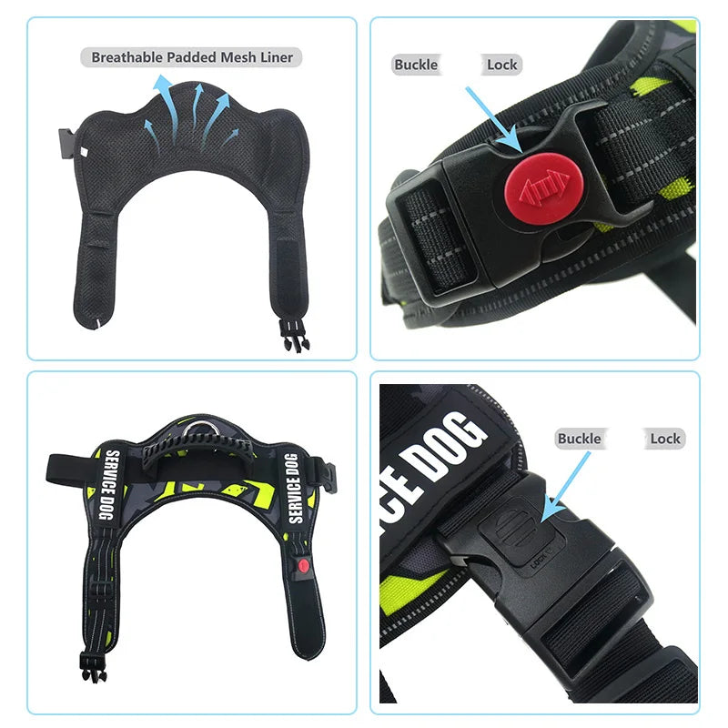 Adjustable Nylon Dog harness Personalized Reflective Pet Harness for Small Medium Large Dogs  No Pull Dog Harness Leash