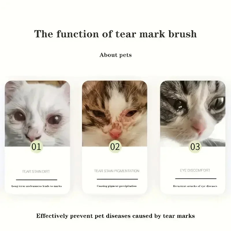 1-20PCS Pet Tear Stain Removal Brush Eye Cleaning Tool Tear Stain Powder Brush Eye Poo Brush for Dog Cat Grooming Makeup Use