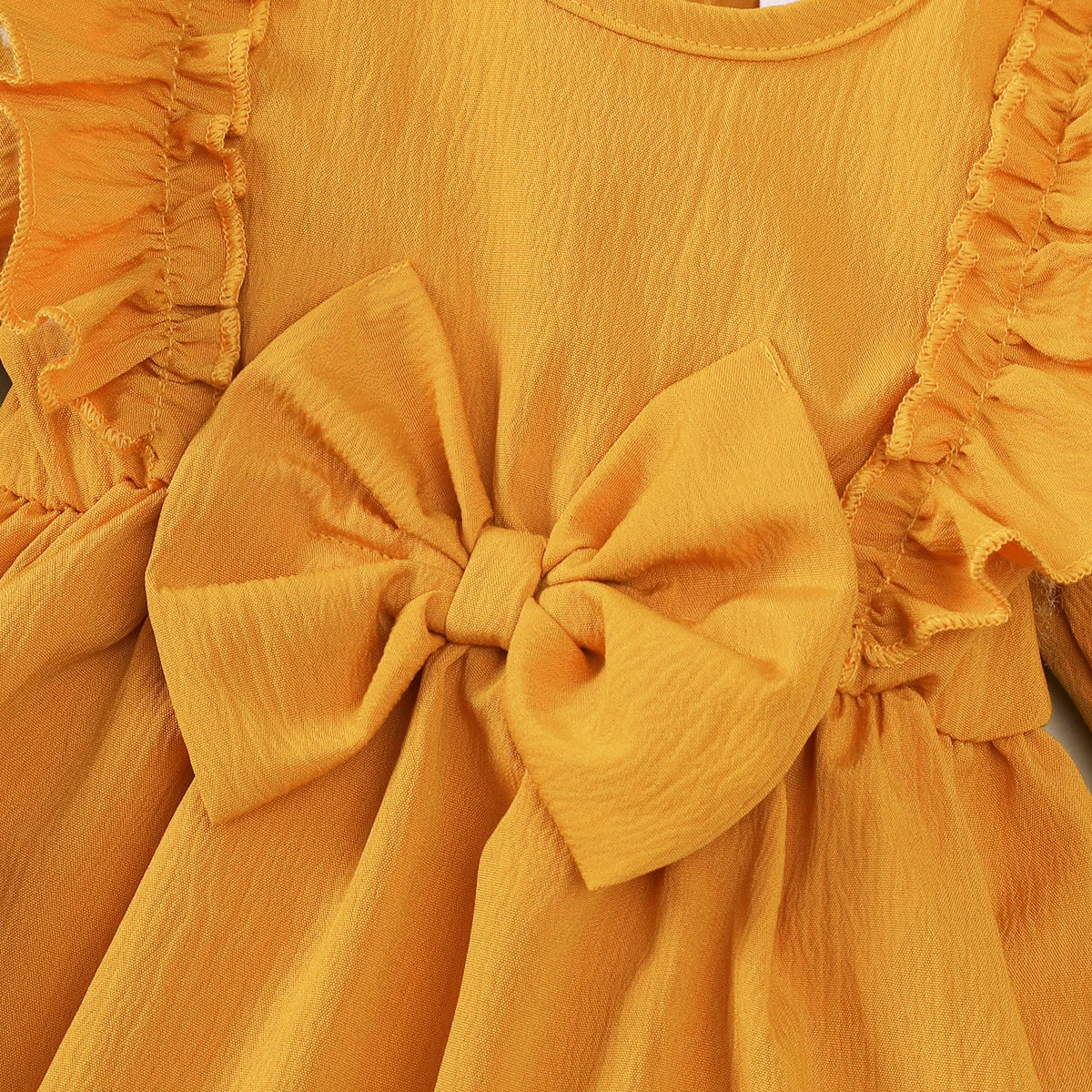Baby girl Autumn Dress Ruffled Edges and Bow, Long sleeved Dress+Headband for 0-18 Months Cute Baby girl Holiday Party Costume