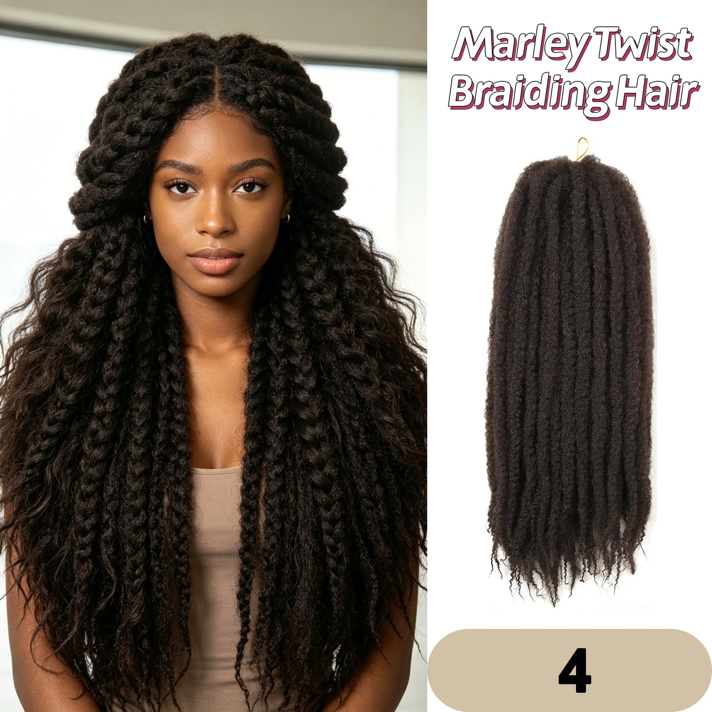 Marley Twist Braiding Hair Pre Stretched Ombre/Solid Colors Afro Kinky Curly Crochet Hair for Faux Locs Jumbo Marley Twists Hair