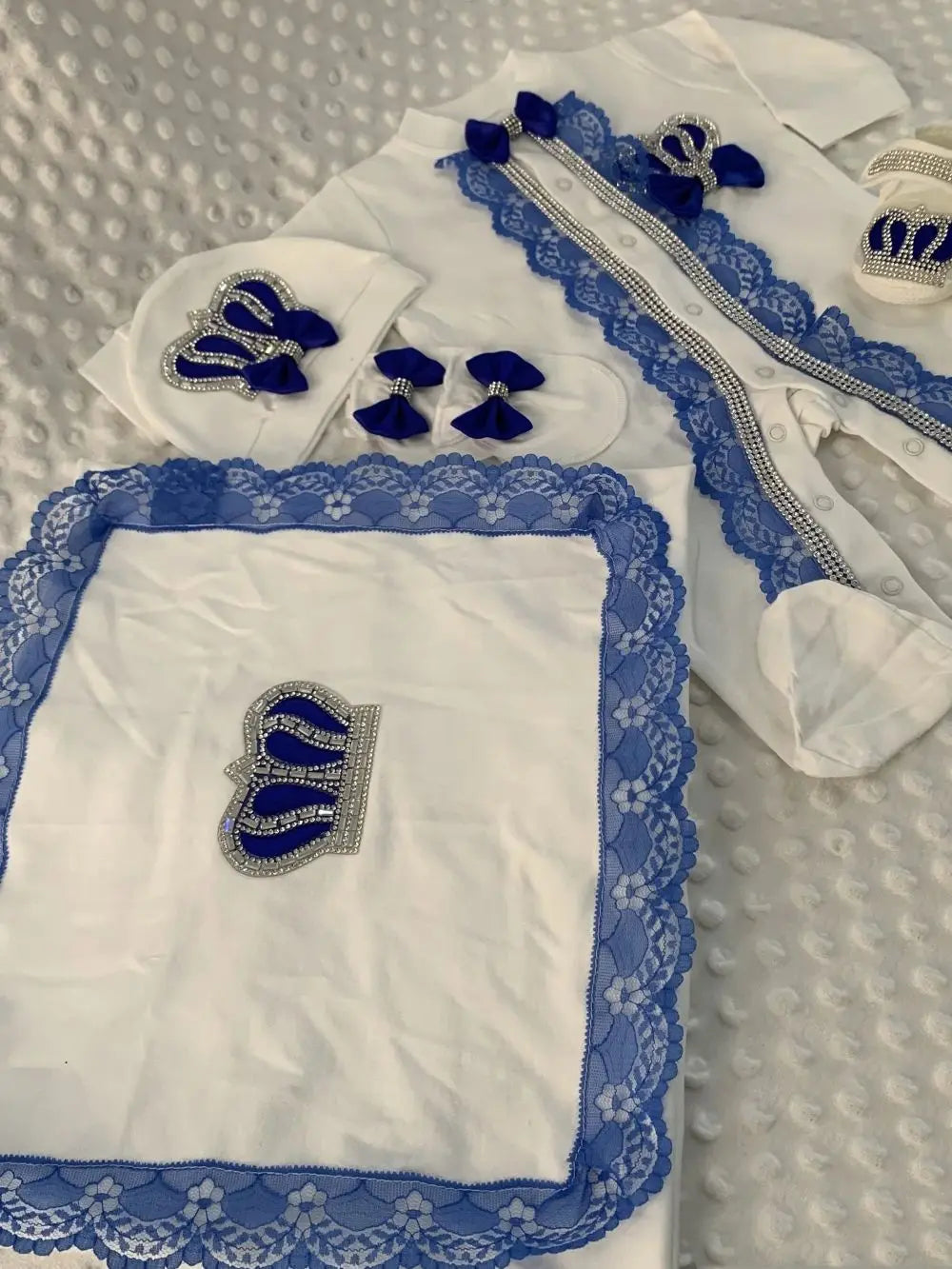 5pcs Baby Girl Outfits Set Welcome Home Hosptial Infant Receiving Blanket Pillow Bed Hat Mittens Romper Set