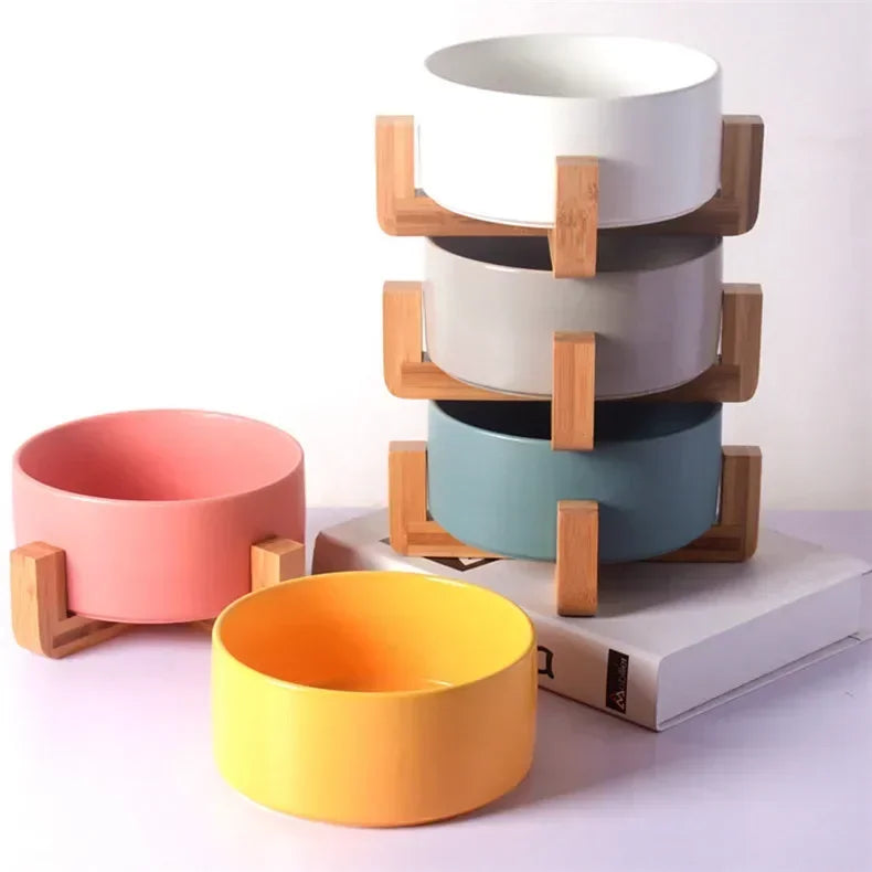 Self-Assembly Ceramic Double Cat Bowl Dog Bowl 400ML Pet Feeding Water Bowl Cat Puppy Feeder Product SuppliesFood Water Bowls