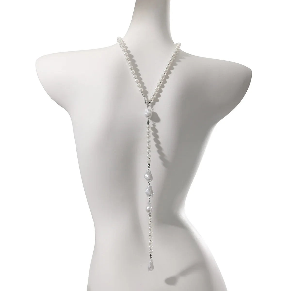 Womens Geometric Bead Back Body Chain Faux Pearl Tassel Rustic Floral Style Premium  Durable Elegant Lightweight Adjustable