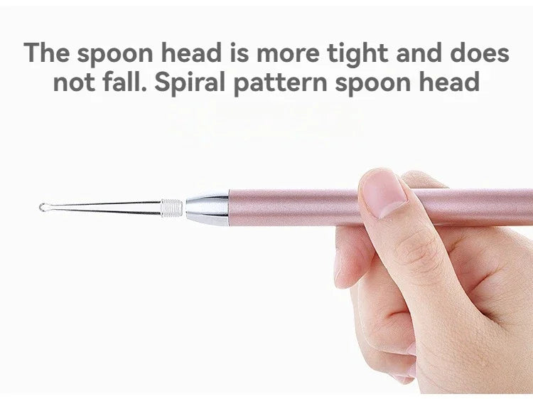 Stainless Steel Ear Scoop Light Visual Ear Cleaner Soft-Touch Ear spoon Head Ear Cleaning Tool Set for Safe Home Use