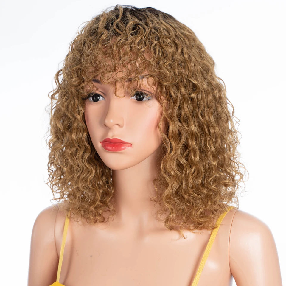 Lekker Blonde Long Pixie Afro Kinky Curly Bob 100% Human Hair Wigs For Women Brazilian Remy Hair Full Machine Made Clearance