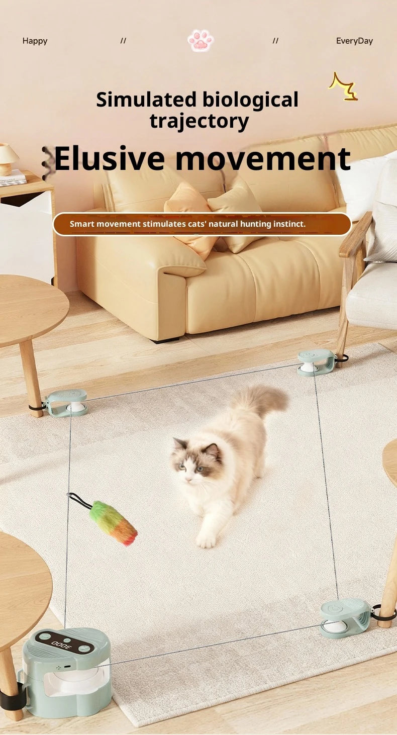 Interactive Cat Toy for Indoor Cats Wheel Exerciser Running Toy Cat Treadmill Remote Control Stimulation Hunting Bird Sound Toy