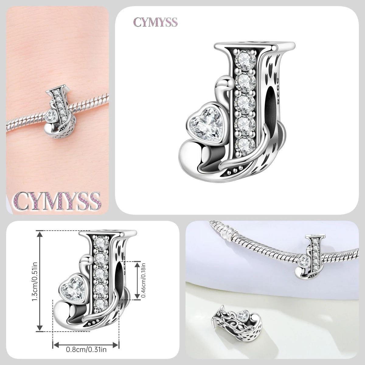 2026 New 925 Sterling Silver Zircon Scroll Grass Pattern 26 Letter Bead Charms for Women Fit DIY Bracelet Necklace Jewelry Gift
