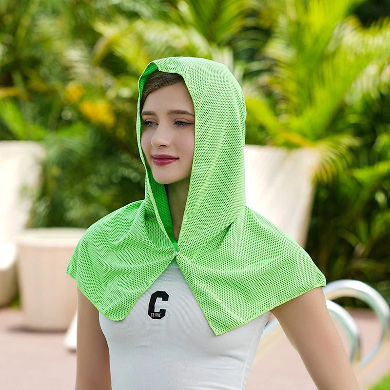 Cooling Hoodie Towel- Hood Towel, Evaporative Cool Technology, Cools Instantly When Wet, , Great for Sports, Fitness, Gym