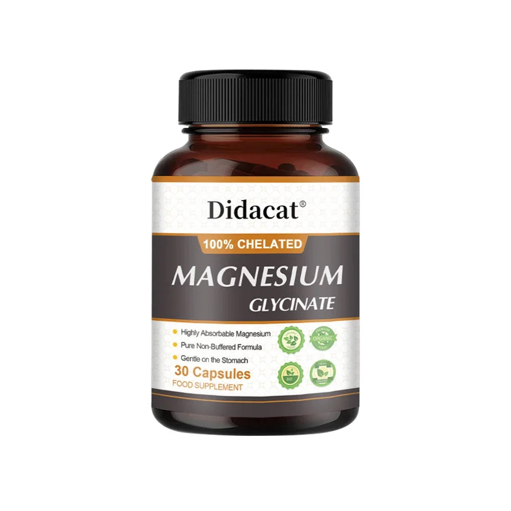 Chelated Magnesium Glycinate 500mg, Supports Muscle, Heart, and Nerve Health, Nutritional Supplement, 120 Capsules