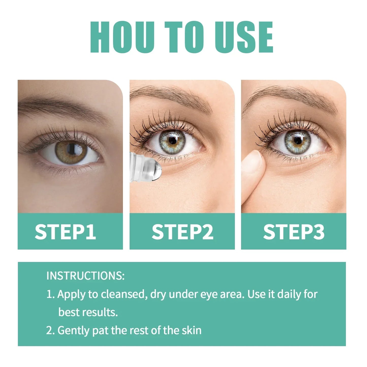 Korean Visual Enhancement Eye Serum Roller Relieve Eye Aningeresting Dark Circles Bags Eye Contour Moisturizing Cosmetics 8ML