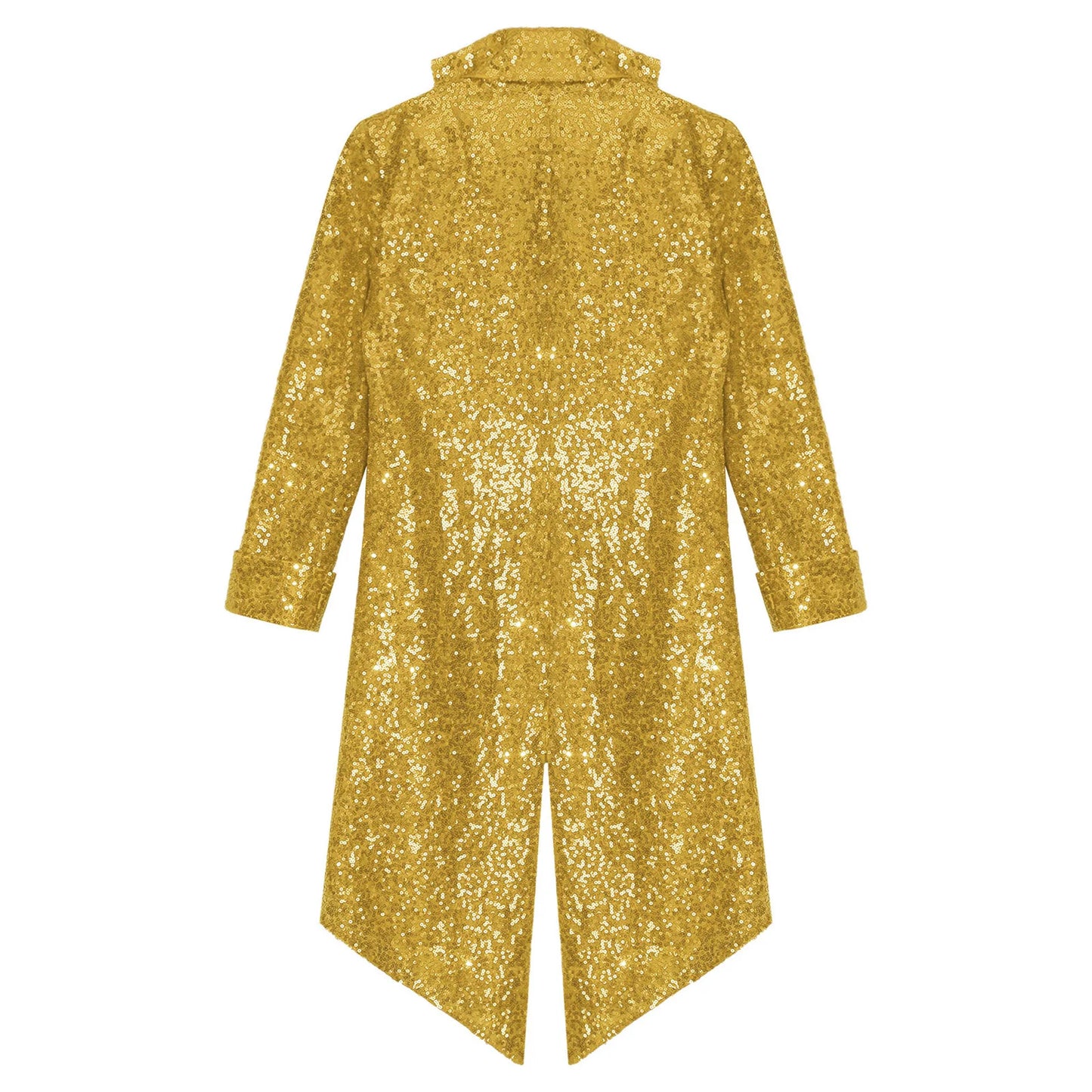 Kids Boys Halloween Medieval Renaissance Costume Sparkly Sequins Victorian Tailcoat Jacket Frock Coat Long Sleeve Gothic Tuxedo