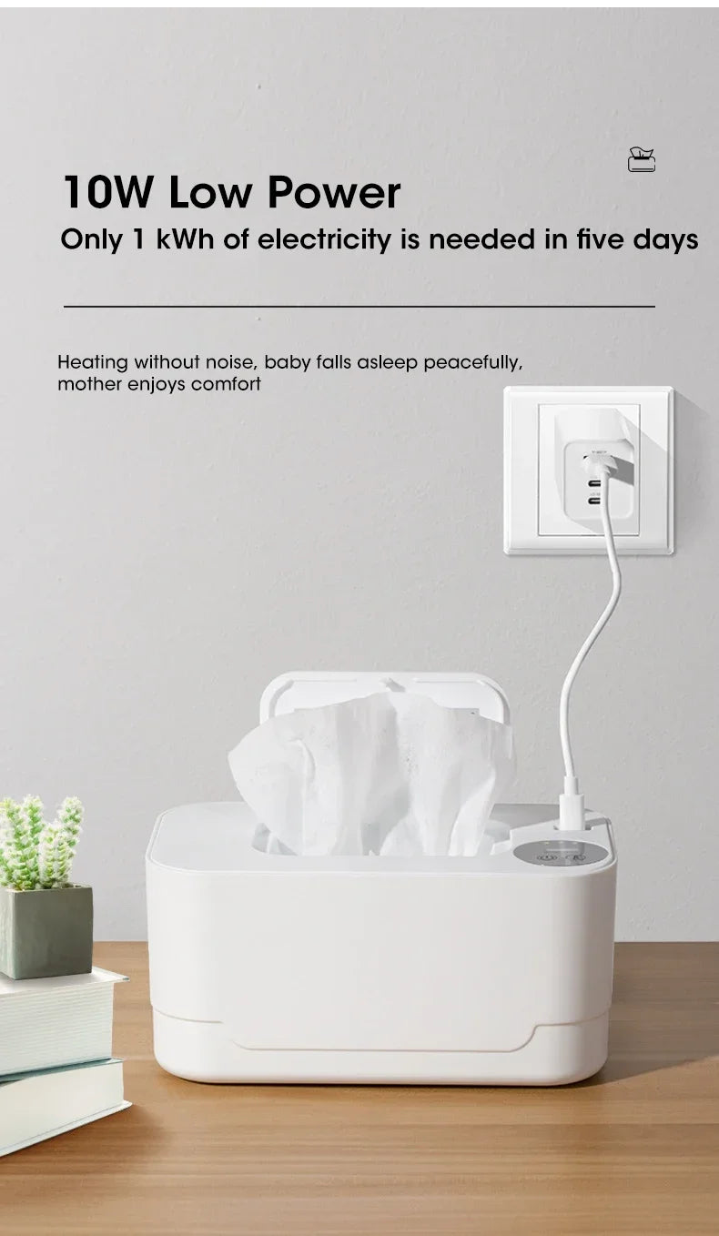 Portable USB Baby Wipe Warmer With LED Display Wet Towel Dispenser Heating Box For Home Car Travel Diaper Changing