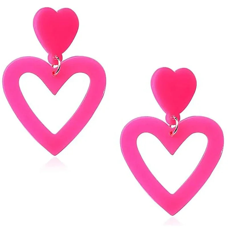 Bohemian Pink Geometric Earrings Women Summer Vacation Fashion Jewelry Classic Pendant