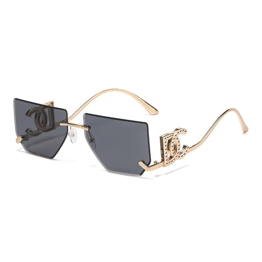 Luxury Rimless Brand Fashion Sunglasses For Women And Men Stylish Square Metal Sun Glasses Glamour Designer Shades UV400